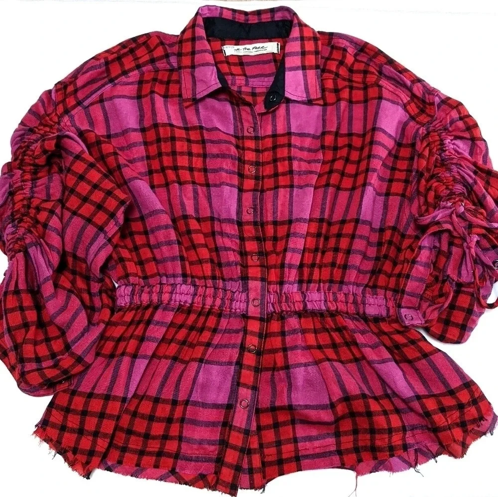Free People We the Free Pacific Dawn Plaid Shirt